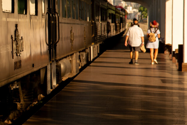 Passengers boarding the Jose Cuervo Express Train for the Amanecer tequila experience from Guadalajara.