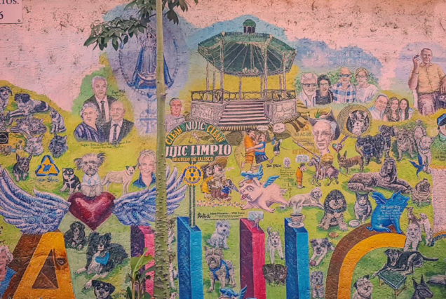 Colorful wall mural spelling out Tlaquepaque, Jalisco — a cultural photo stop during TQM’s artisan town experience