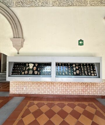 Tequila tasting room with glasses and trays prepared at the Jose Cuervo Express Premium Plus in Tequila, Mexico.