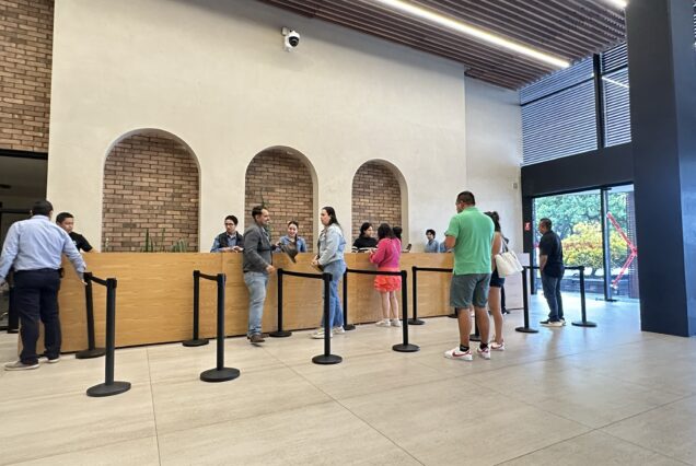 Guests entering the Jose Cuervo Express Premium Plus hall in Tequila, Mexico.