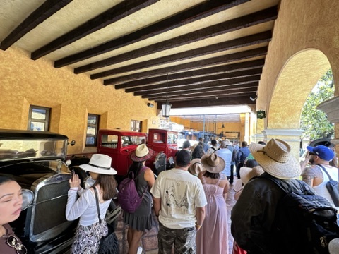 Guests gathered inside La Rojeña Distillery during the Jose Cuervo Express Premium Plus tequila tour in Tequila, Mexico.