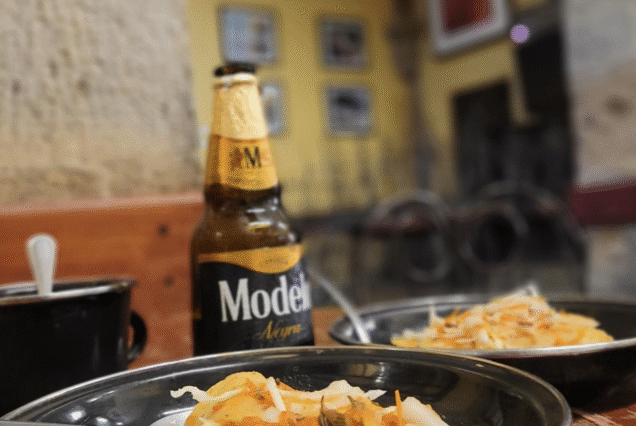 La Fuente cantina beer and botanas on our Guadalajara tour