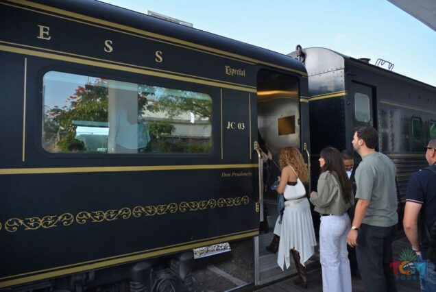 Passengers boarding the Jose Cuervo Express Train at the station